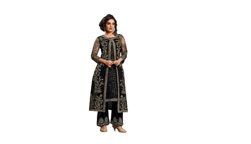 Black Pure Cotton Short Sleeves Plain Washable And Comfortable Fashion Salwar Kameez 