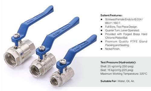 Full Bore Two Piece 1/2 Inch Brass Ball Valve With Screwed Female Ends