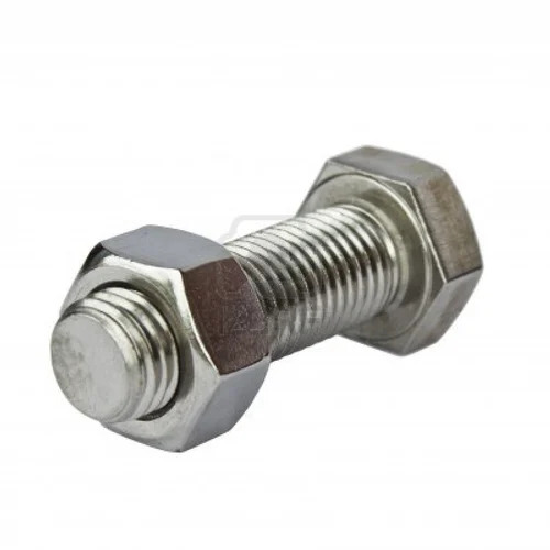 Heat Resistant Rust Proof Galvanized Hexagonal Smooth Mild Steel Nut Bolt - 50x20x50mm Size, Grey Color, 15g Weight | Ideal for Joining Two Parts