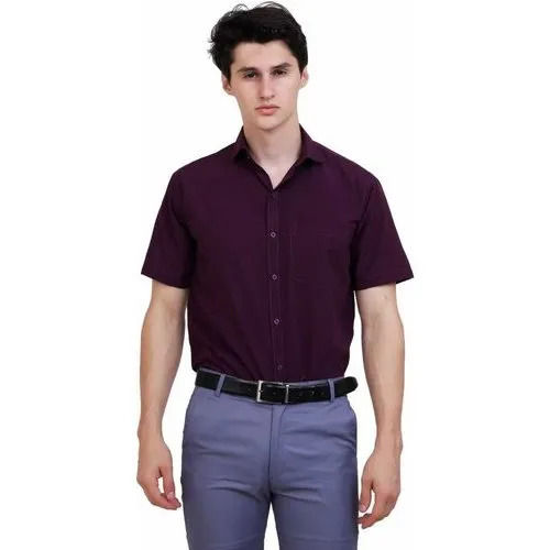 Non Toxic Breathable Half Sleeves Plain Button Closure Formal Mens Shirts Chest Size: 39Inch