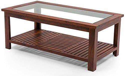 Rectangular Glass Top Wooden Center Table For Home Furniture