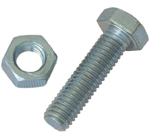 Silver Rust Proof Hex Head Mild Steel Bolt Nut