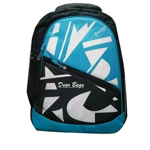 Multicolor 17 Inch Printed And Zipper Top Polyester School Bag