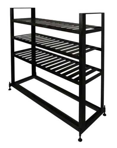 6 Feet Rectangular Paint Coated Three Shelves Mild Steel Rack For Industrial Use Capacity: 100 Kg/Hr