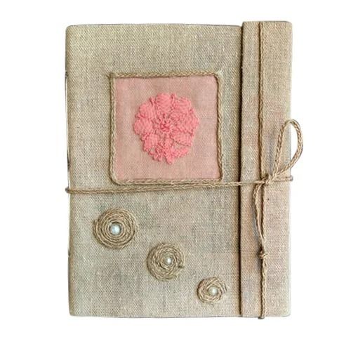 9X7 Inches Rectangular Embroidered Jute Diary Cover For Gift Purpose  Perfect Binding