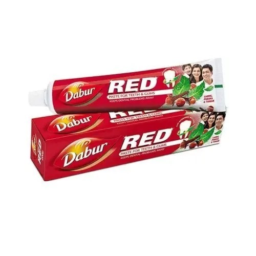 Dabur Red Toothpaste - Herbal Paste, 200 Grams, Red Color, Neem Flavor | Vegetarian Bristles, Soft & Easy To Use, Tube Packaging