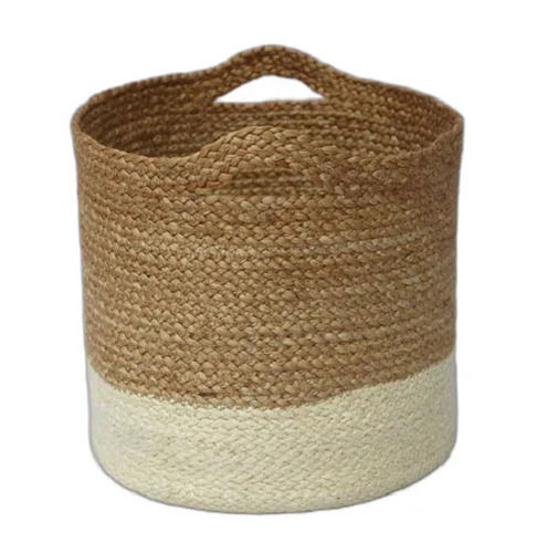 Brown Durable Antibacterial Recyclable Hygienic Non Toxic Round Jute Basket