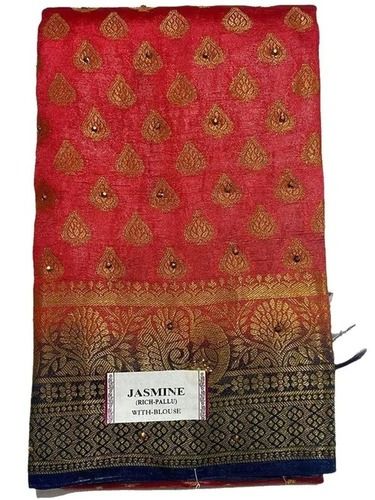 Festival Wear Skin-friendly Printed Banarasi Silk Saree For Ladies With Blouse