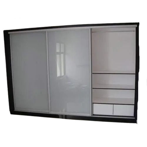 White Rectangular Modern Glass And Aluminum Wardrobe For Indoor Use