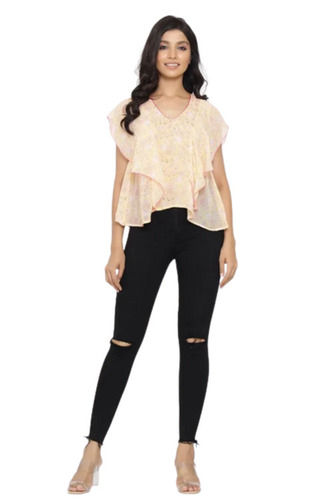 Short Sleeve Skin Friendly Casual Wear Printed Georgette Top