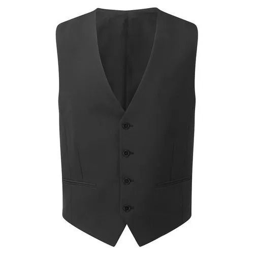 Black Skin Friendly Sleeveless Plain Dyed Cotton Waistcoat For Men 