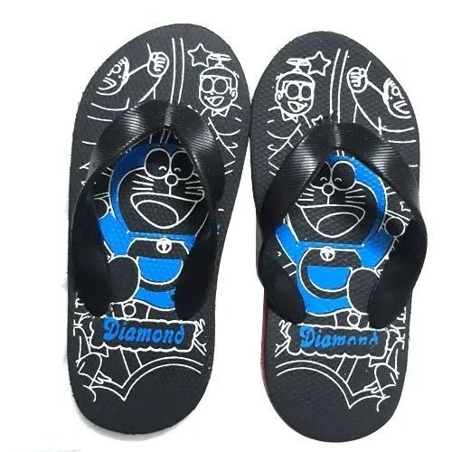 Black Washable And Light Weight Non Slip Printed Rubber Slippers For Kids 