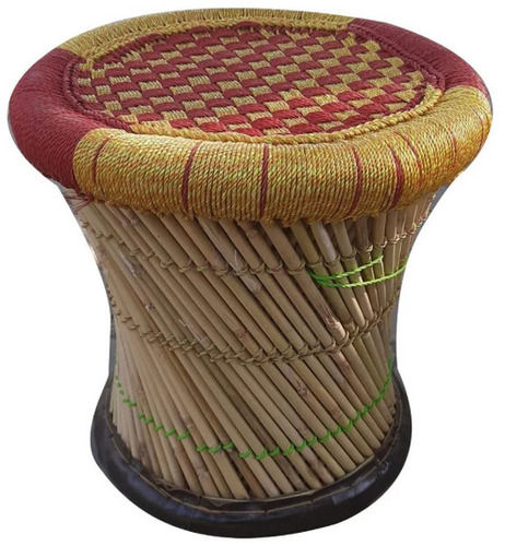 20x17 Inches Round Handmade Bamboo Cane Stool 