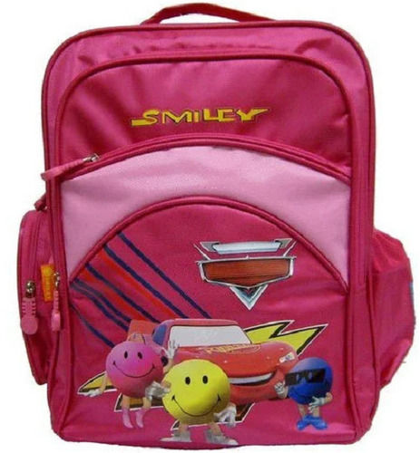 Pink Color Coated Polyester Printed School Bags