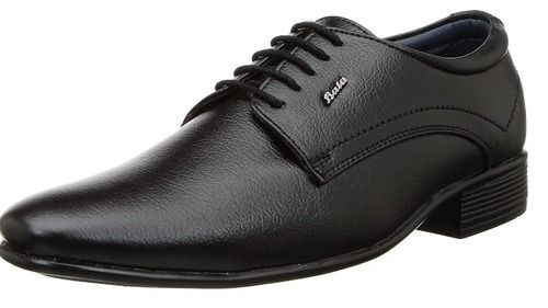 Black Mens Anti Skid Formal Laceup Artificial Leather Shoes With Tpr Sole And Pu Insole