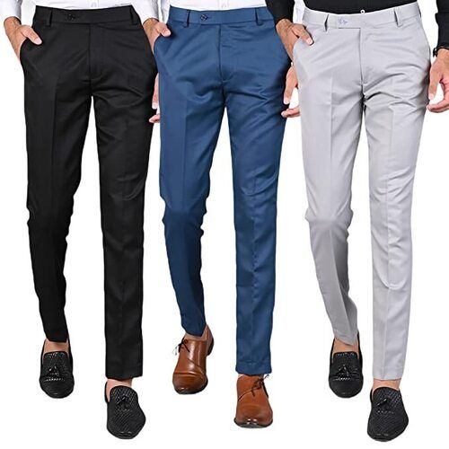 Set Of 3 Piece Mens Formal Cotton Pant For Office Use at Best