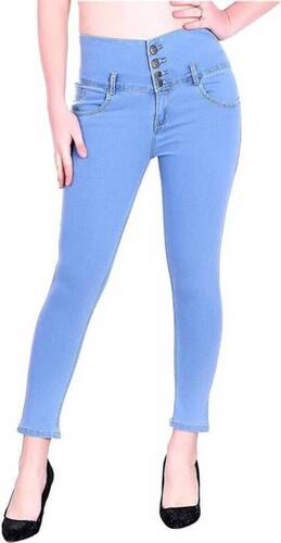 Slim Fit Anti Wrinkle Stretchable Skinny Plain Dyed Denim Jeans For Women