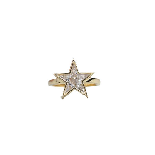 0.65 Carat Fl Clarity Polished Gold Star Shape Natural Solitaire Diamond Ring Excellent