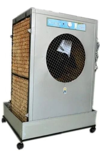 Silver 4X4 Foot 250 Watt Portable Mild Steel Desert Air Cooler With Four Wheel