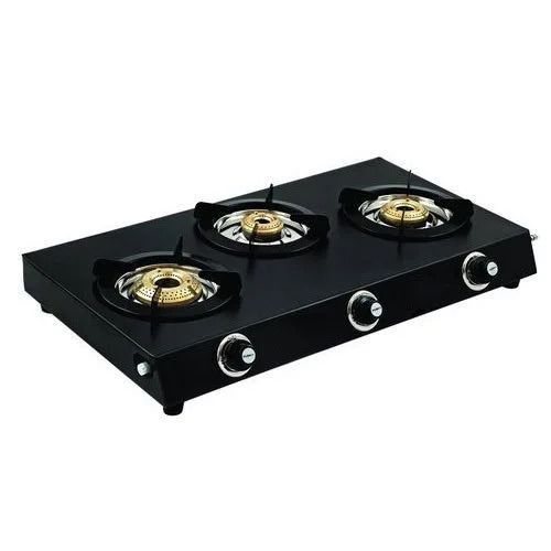 Lpg 60X30X12 Cm Rectangular Polished Stainless Steel Glass Top Three Burner Gas Stove