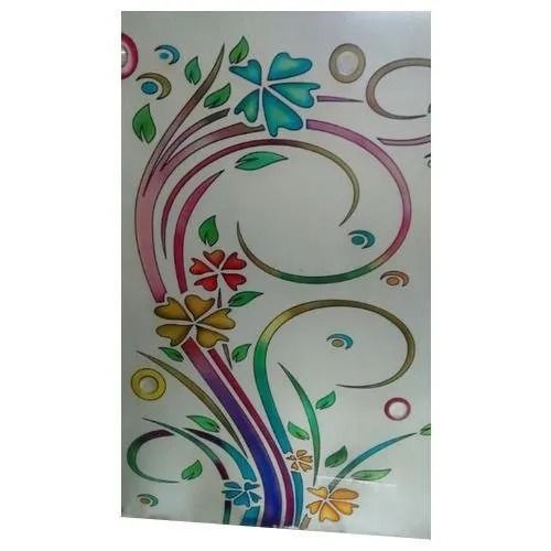 Multicolor 8 Mm Thick Rectangular Flower Printed Designer Glass For Decoration