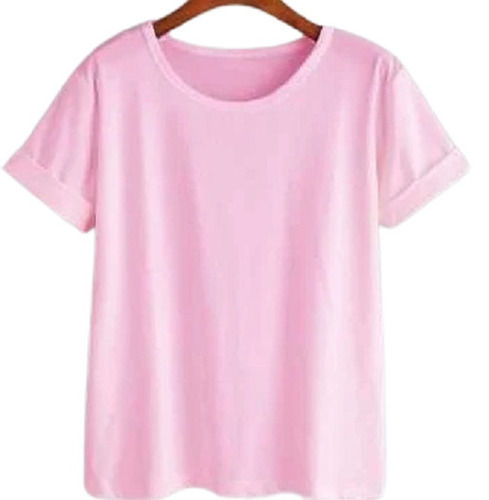 Round Neck Short Sleeves Plain Dyed Cotton T Shirt For Ladies Age Group: 18 To 45