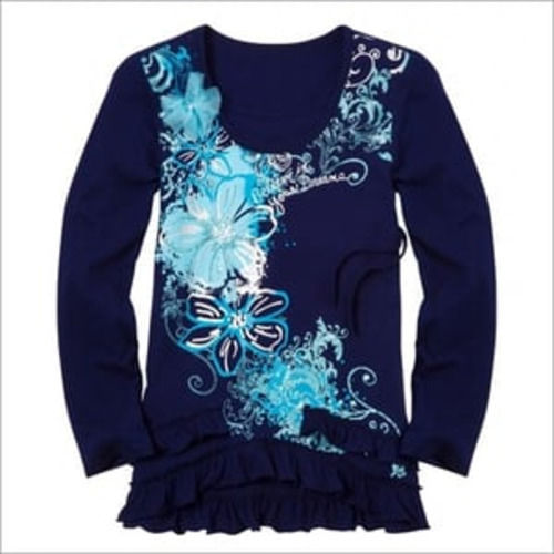 Ladies Printed Cotton Full Sleeves T Shirt For Casual Wear