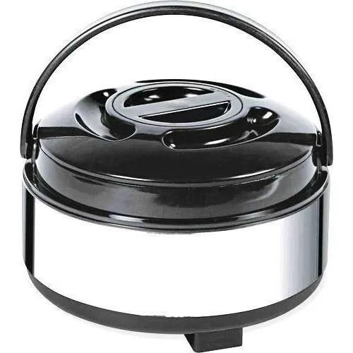 Silver And Black 1.5 Liter Capacity Polished Finish Stainless Steel Round Shape Casserole