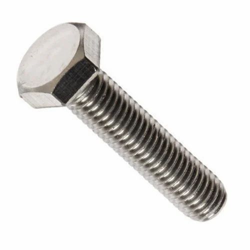 Silver 2 Inch Long Tempered Heat Polished Finish Stainless Steel Hexagon Head Bolt