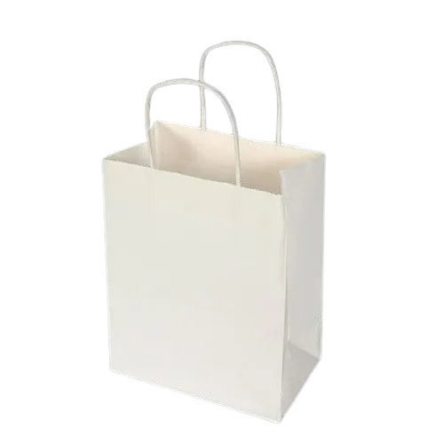 White 5 Kg Load Capacity Plain Kraft Paper Disposable Bag With Two Flexiloop Handle For Shopping Usage