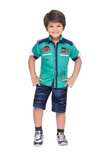 Casual Wear Regular Fit Skin Friendly Shorts Sleeves Cotton Shirt And Shorts For Kids  Decoration Material: Cloths