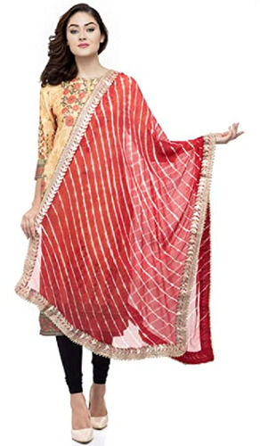 2.5 Meter Long Gota Work Chiffon Fancy Dupatta Bust Size: D Inch (In)