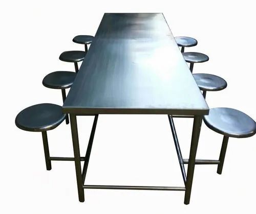  7x2.5x3 फुट आयताकार आठ सीटर पॉलिश स्टेनलेस स्टील डाइनिंग टेबल सेट