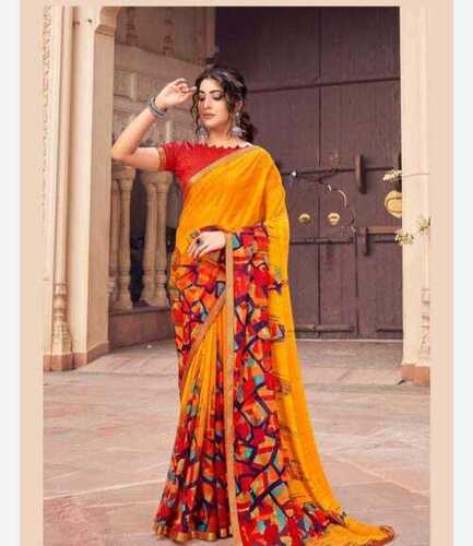 Buy Yellow Satin Silk Printed Saree With Blouse For Women by PUNIT BALANA  Online at Aza Fashions.