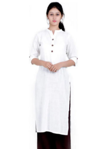 Lightweight Daily Wear 3/4th Sleeves Plain Rayon Kurti For Ladies 