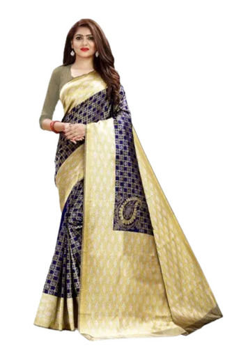 Multicolor Party Wear Zari Work Border Silk Friendly Printed Silk Saree With Blouse Piece For Ladies 