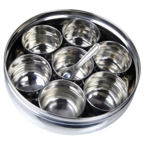 Rust Proof Galvanized Stainless Steel Round Shape Spice Box For Kitchen Use