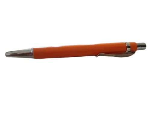 Orange 15 Grams 6 Inch Smooth Writing Plastic Body Retractable Ball Pen 