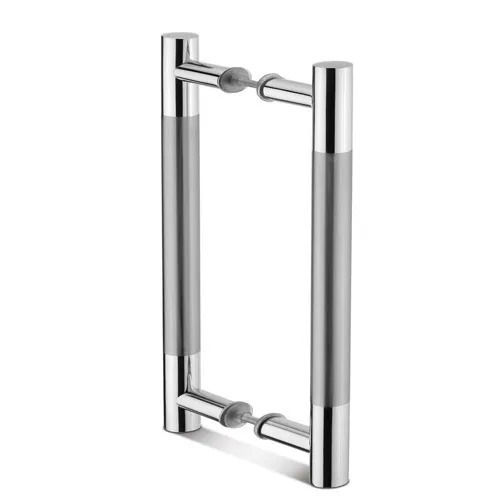 Silver 22 Mm Thick Polished Finished Stainless Steel And Glass Door Handle