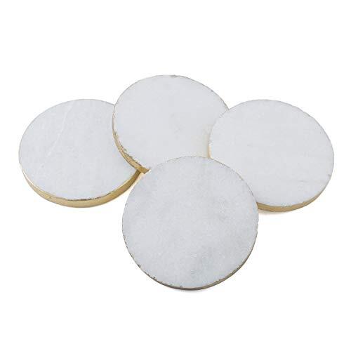 4 Inch White Round Marble Tea Coaster For Hotel And Office