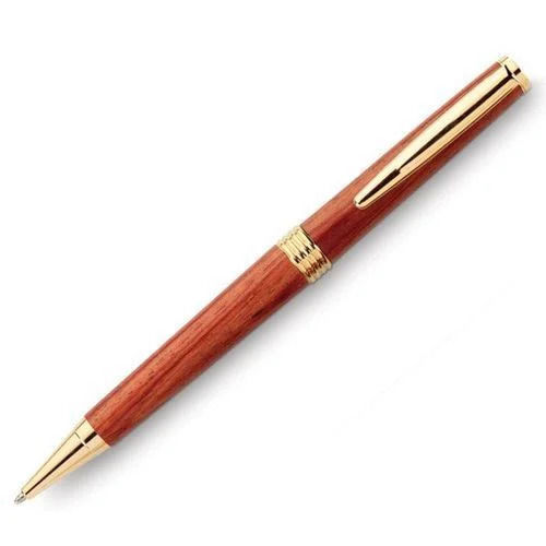 Brown And Golden 7 Inch Light In Weight Solid Wooden Pen For Writing Use 