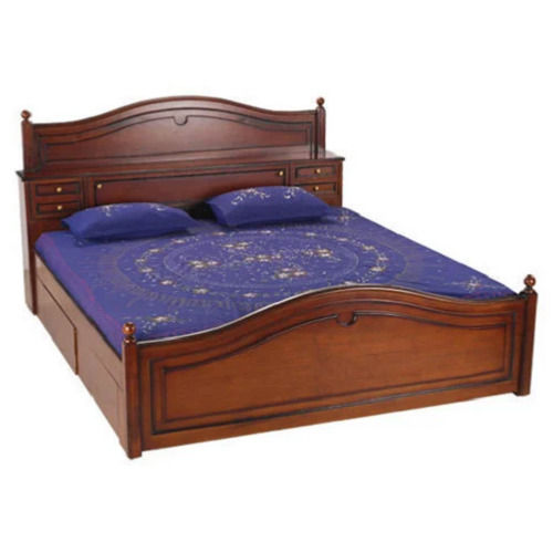 7X6 Feet Wooden Double Bed  - Artwork: Machine Made