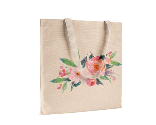 Floral Printed Canvas Bag With Flexiloop Handle For Shopping Use