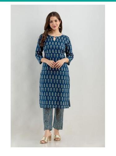 Ladies Printed Cotton Full Sleeves Kurti For Casual Wear