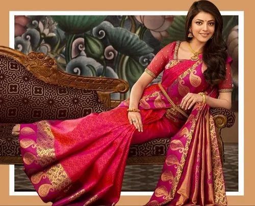 Party Wear Ladies Printed Art Cotton Silk Sarees With Blouse Piece