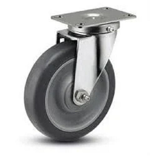 Grey And Black Rust Proof Plated Durable Longlasting High Strength Rubber Castor Wheels 