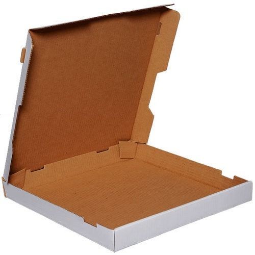 White 12X12X3 Inches Glossy Finished Square Plain Corrugated Pizza Box