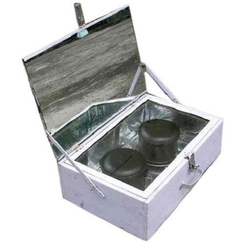 Silver 2 Jar Capacity Aluminium Box Type Solar Cooker