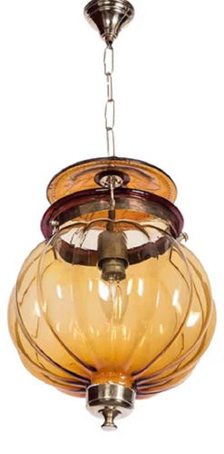 Brown 20 Inch Round Polished Glass Modern Electric Hanging Light