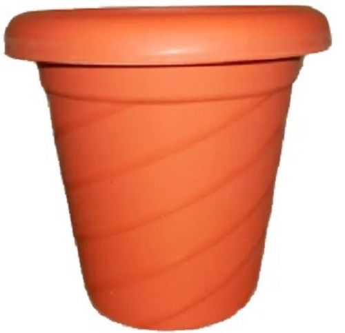 Orange 6X6.5 Inch Polished Round Plastic Flower Pot